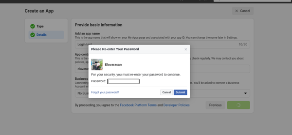 Authenticate facebook app login